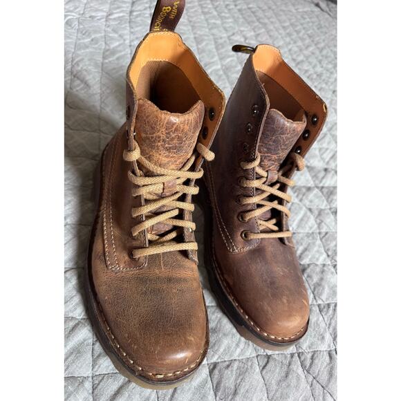Dr Martens Jasper Airwair Distressed Brown Leather 8 Eye Lace Boots Men 7 39 EU